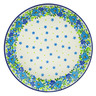 Polish Pottery Dinner Plate 10&frac12;-inch Blue Kissed Petals UNIKAT