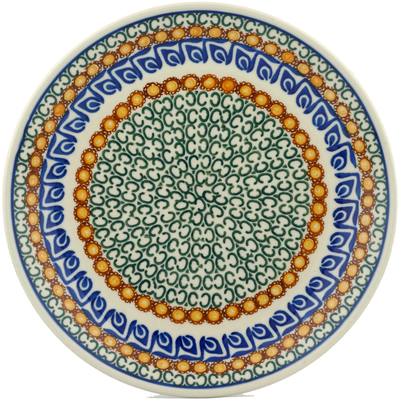Polish Pottery Dinner Plate 10&frac12;-inch Blue Leaves