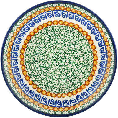 Polish Pottery Dinner Plate 10&frac12;-inch Blue Leaves