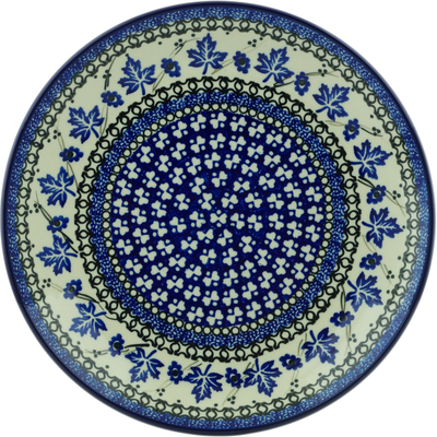 Polish Pottery Dinner Plate 10&frac12;-inch Blue Leaves UNIKAT