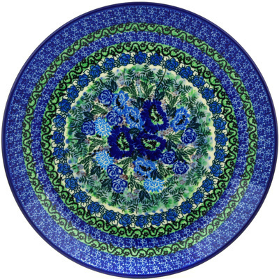 Polish Pottery Dinner Plate 10&frac12;-inch Blue Meadow UNIKAT