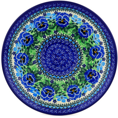 Polish Pottery Dinner Plate 10&frac12;-inch Blue Pansy Wreath UNIKAT
