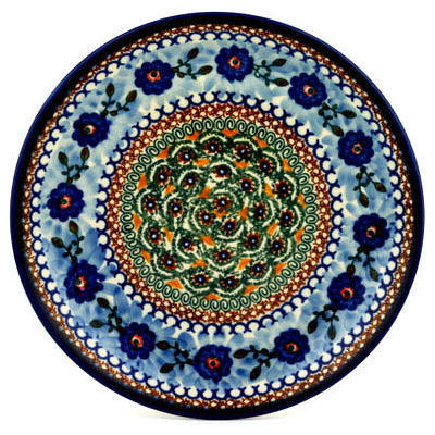 Polish Pottery Dinner Plate 10&frac12;-inch Blue Poppy Circle UNIKAT
