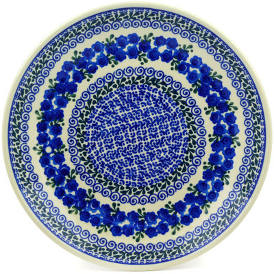 Polish Pottery Dinner Plate 10&frac12;-inch Blue Poppy Wreath