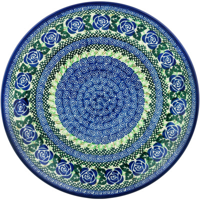 Polish Pottery Dinner Plate 10&frac12;-inch Blue Rose Basket UNIKAT