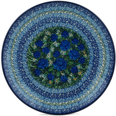 Polish Pottery Dinner Plate 10&frac12;-inch Blue Roses UNIKAT