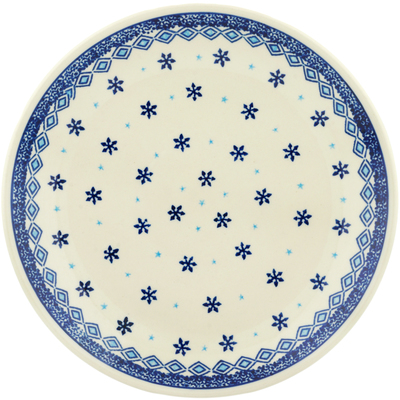Polish Pottery Dinner Plate 10&frac12;-inch Blue Snowflake