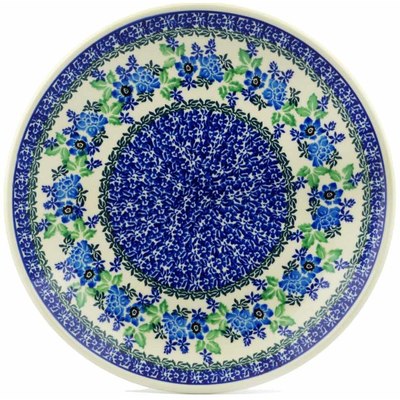 Polish Pottery Dinner Plate 10&frac12;-inch Blue Spring Wreath