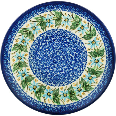 Polish Pottery Dinner Plate 10&frac12;-inch Blue Star Flower UNIKAT