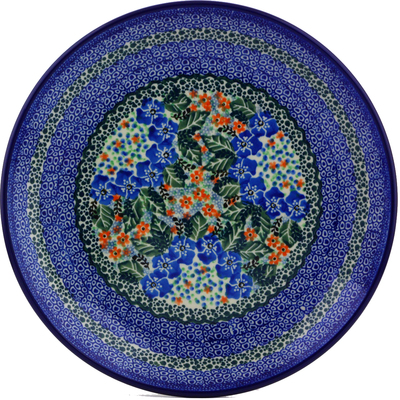 Polish Pottery Dinner Plate 10&frac12;-inch Blue Star Flowers UNIKAT