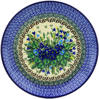 Polish Pottery Dinner Plate 10&frac12;-inch Blue Violet Garden UNIKAT