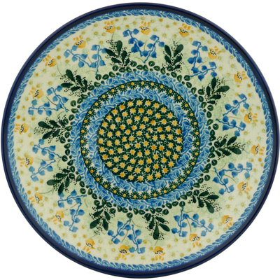 Polish Pottery Dinner Plate 10&frac12;-inch Bluebells And Irises UNIKAT