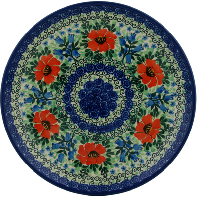 Polish Pottery Dinner Plate 10&frac12;-inch Bluebells And Lace UNIKAT