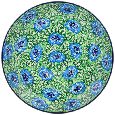 Polish Pottery Dinner Plate 10&frac12;-inch Bold Blue Sunflower UNIKAT
