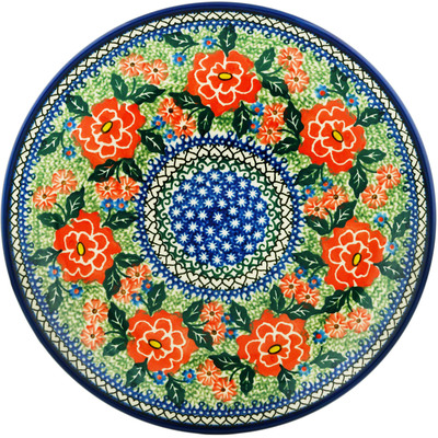 Polish Pottery Dinner Plate 10&frac12;-inch Bold Carnation UNIKAT