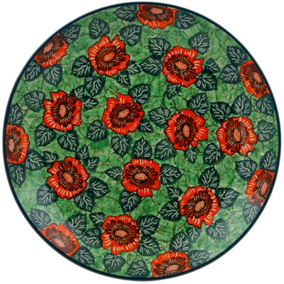 Polish Pottery Dinner Plate 10&frac12;-inch Bold Red Sunflower UNIKAT