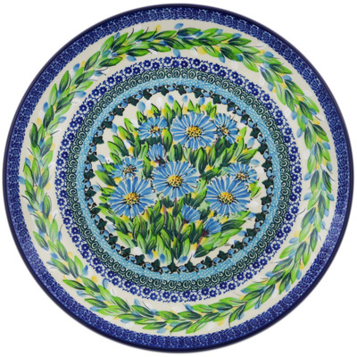 Polish Pottery Dinner Plate 10&frac12;-inch Bouquet Azul UNIKAT