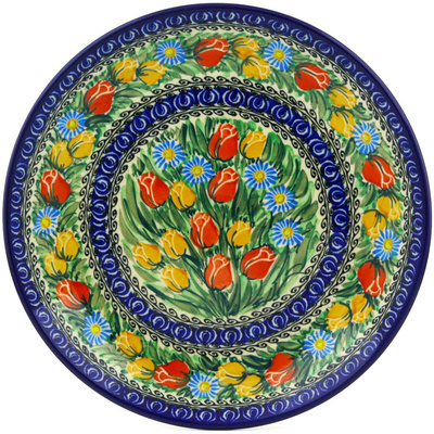 Polish Pottery Dinner Plate 10&frac12;-inch Breathtaking Tulips UNIKAT
