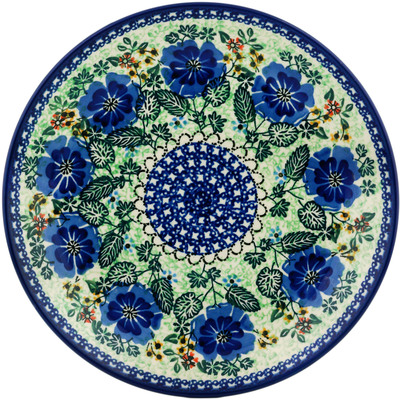 Polish Pottery Dinner Plate 10&frac12;-inch Bright Blue Pansy UNIKAT