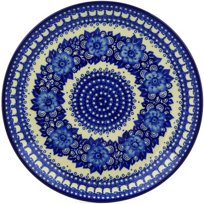 Polish Pottery Dinner Plate 10&frac12;-inch Brilliant Blue Poppies UNIKAT