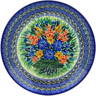 Polish Pottery Dinner Plate 10&frac12;-inch Brilliant Bouquet UNIKAT