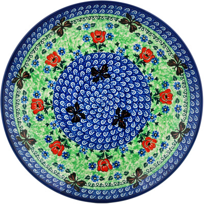 Polish Pottery Dinner Plate 10&frac12;-inch Brown Butterfly Garden UNIKAT