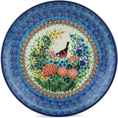 Polish Pottery Dinner Plate 10&frac12;-inch Bullfinch Garden UNIKAT