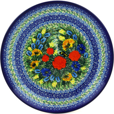 Polish Pottery Dinner Plate 10&frac12;-inch Bumble Bee Meadow UNIKAT