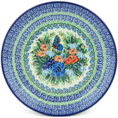Polish Pottery Dinner Plate 10&frac12;-inch Butterfly Blue UNIKAT