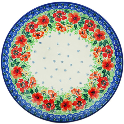 Polish Pottery Dinner Plate 10&frac12;-inch Candy Red Poppy UNIKAT
