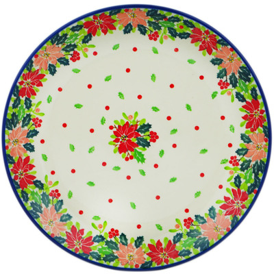 Polish Pottery Dinner Plate 10&frac12;-inch Christmas Flower UNIKAT