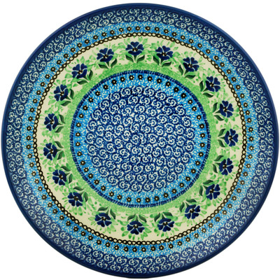 Polish Pottery Dinner Plate 10&frac12;-inch Cobalt Daisy Field UNIKAT