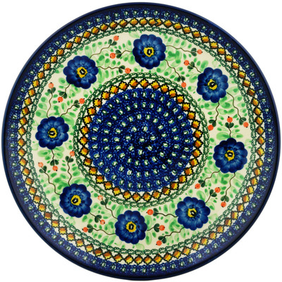 Polish Pottery Dinner Plate 10&frac12;-inch Cobalt Poppies UNIKAT