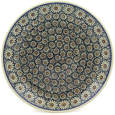 Polish Pottery Dinner Plate 10&frac12;-inch Dark Daisies