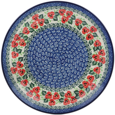 Polish Pottery Dinner Plate 10&frac12;-inch Delicate Red Flowers