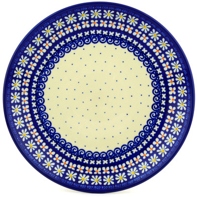 Polish Pottery Dinner Plate 10&frac12;-inch Dots And Daisies