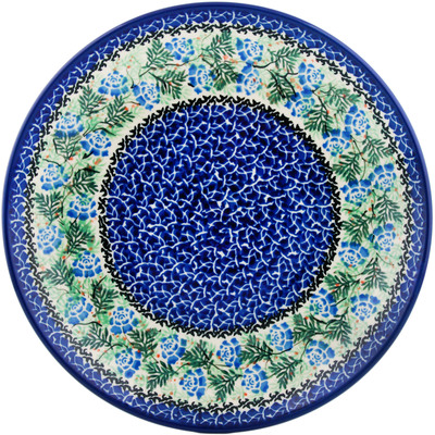 Polish Pottery Dinner Plate 10&frac12;-inch Electric Blue Rose UNIKAT