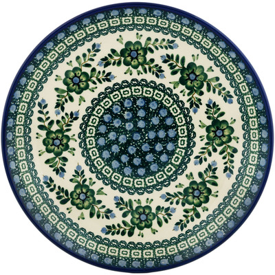 Polish Pottery Dinner Plate 10&frac12;-inch Emerald Poppy Circle UNIKAT
