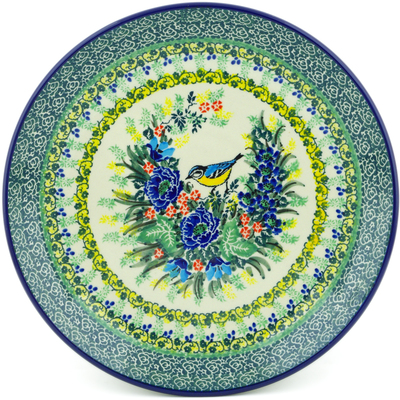 Polish Pottery Dinner Plate 10&frac12;-inch Finch Garden UNIKAT