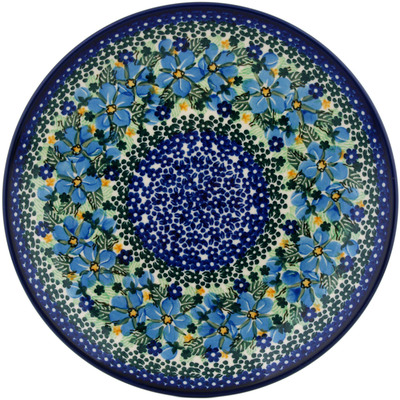 Polish Pottery Dinner Plate 10&frac12;-inch Floral Blue Dreams UNIKAT