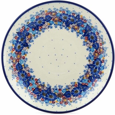 Polish Pottery Dinner Plate 10&frac12;-inch Flower Wreath UNIKAT