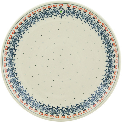 Polish Pottery Dinner Plate 10&frac12;-inch Flowering Hearts