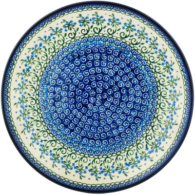 Polish Pottery Dinner Plate 10&frac12;-inch Forget Me Not Circle UNIKAT
