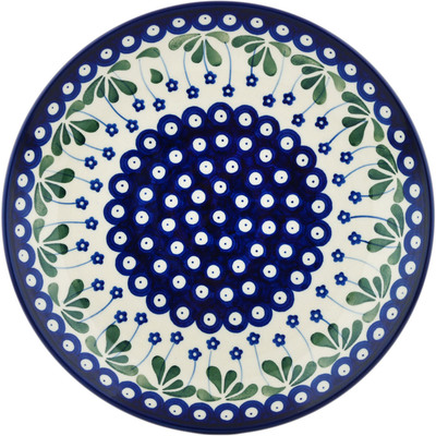 Polish Pottery Dinner Plate 10&frac12;-inch Forget-me-not Peacock