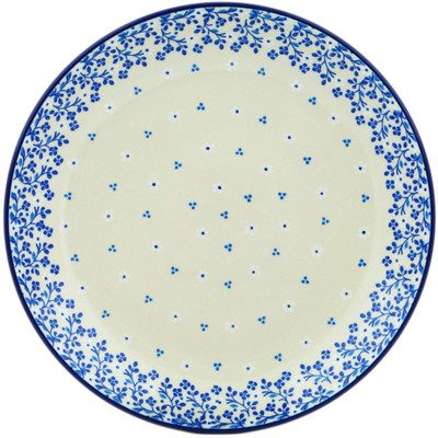 Polish Pottery Dinner Plate 10&frac12;-inch Forget-me-not Rain