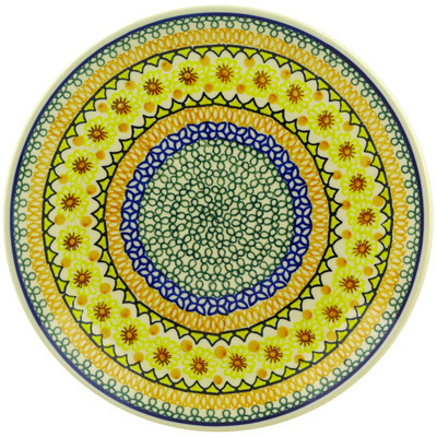 Polish Pottery Dinner Plate 10&frac12;-inch Geometric Sunflower