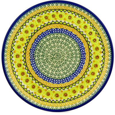 Polish Pottery Dinner Plate 10&frac12;-inch Geometric Sunflower