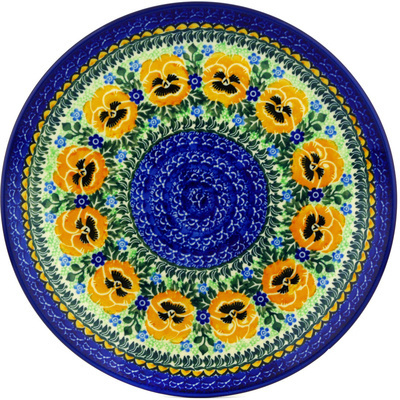 Polish Pottery Dinner Plate 10&frac12;-inch Golden Pansy Wreath UNIKAT