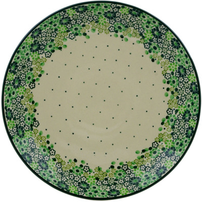 Polish Pottery Dinner Plate 10&frac12;-inch Green Flower Field UNIKAT