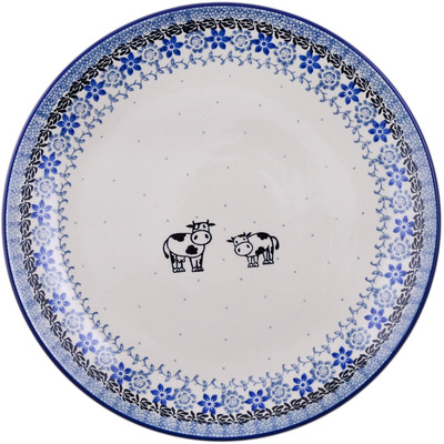 Polish Pottery Dinner Plate 10&frac12;-inch Happy Cows